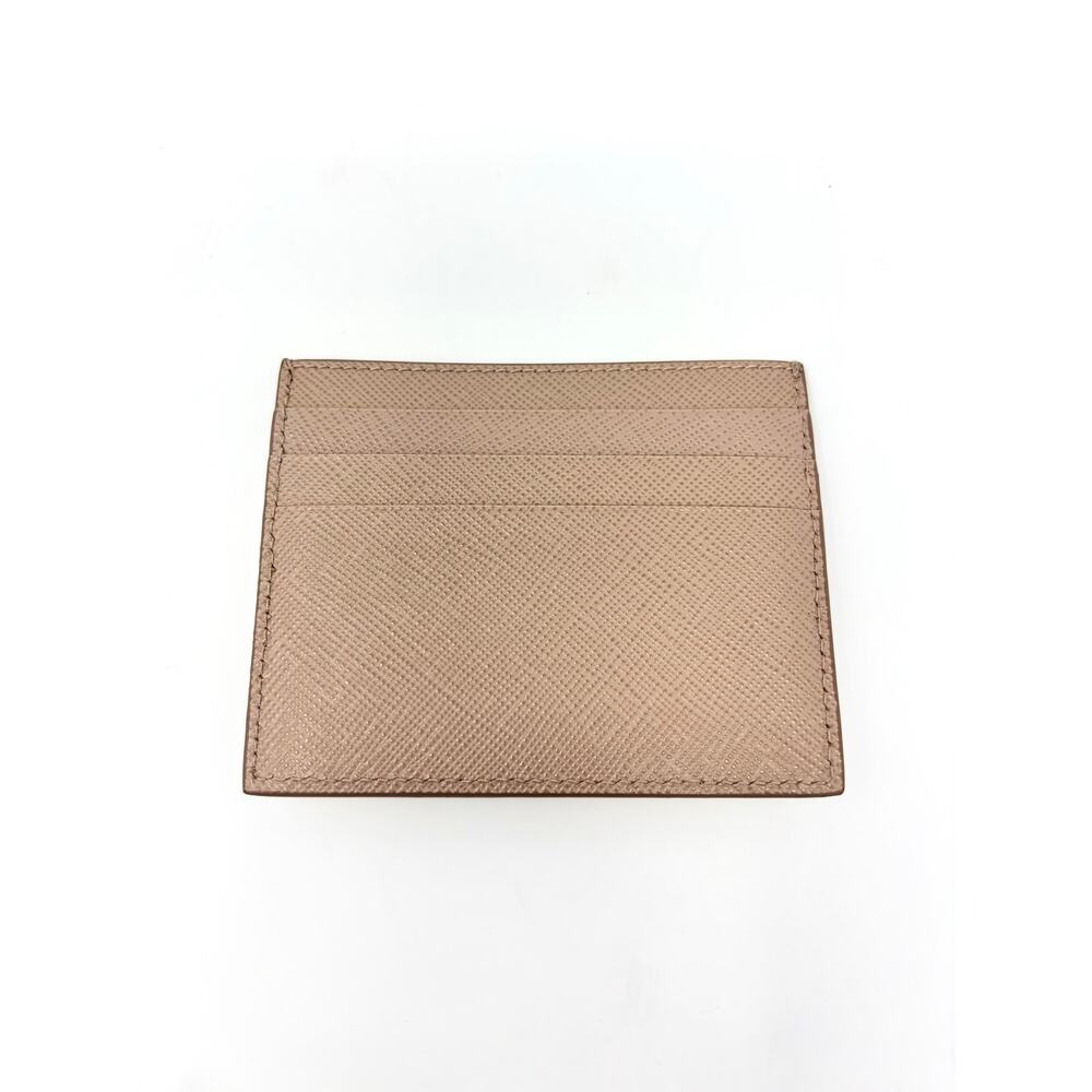 Prada Triangle Logo Saffiano Leather Card Holder Cipria - Picture 3 of 7